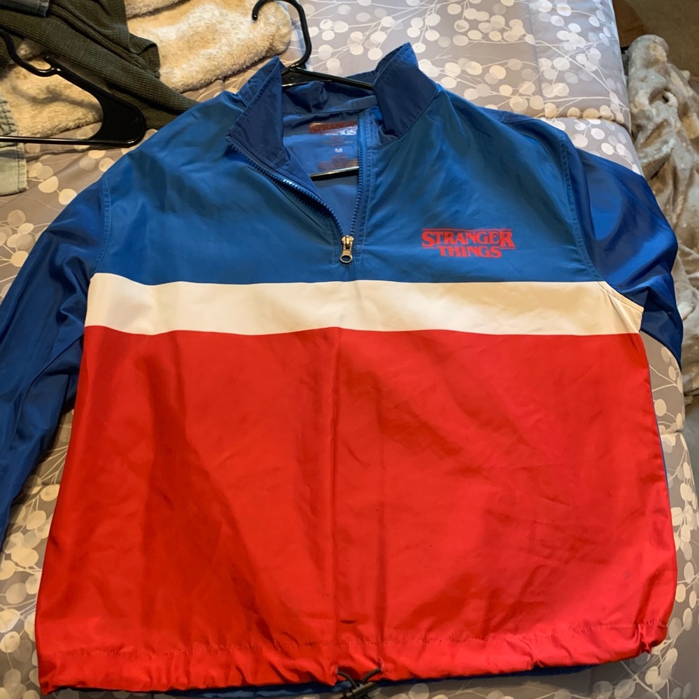 Red blue white stranger things windbreaker